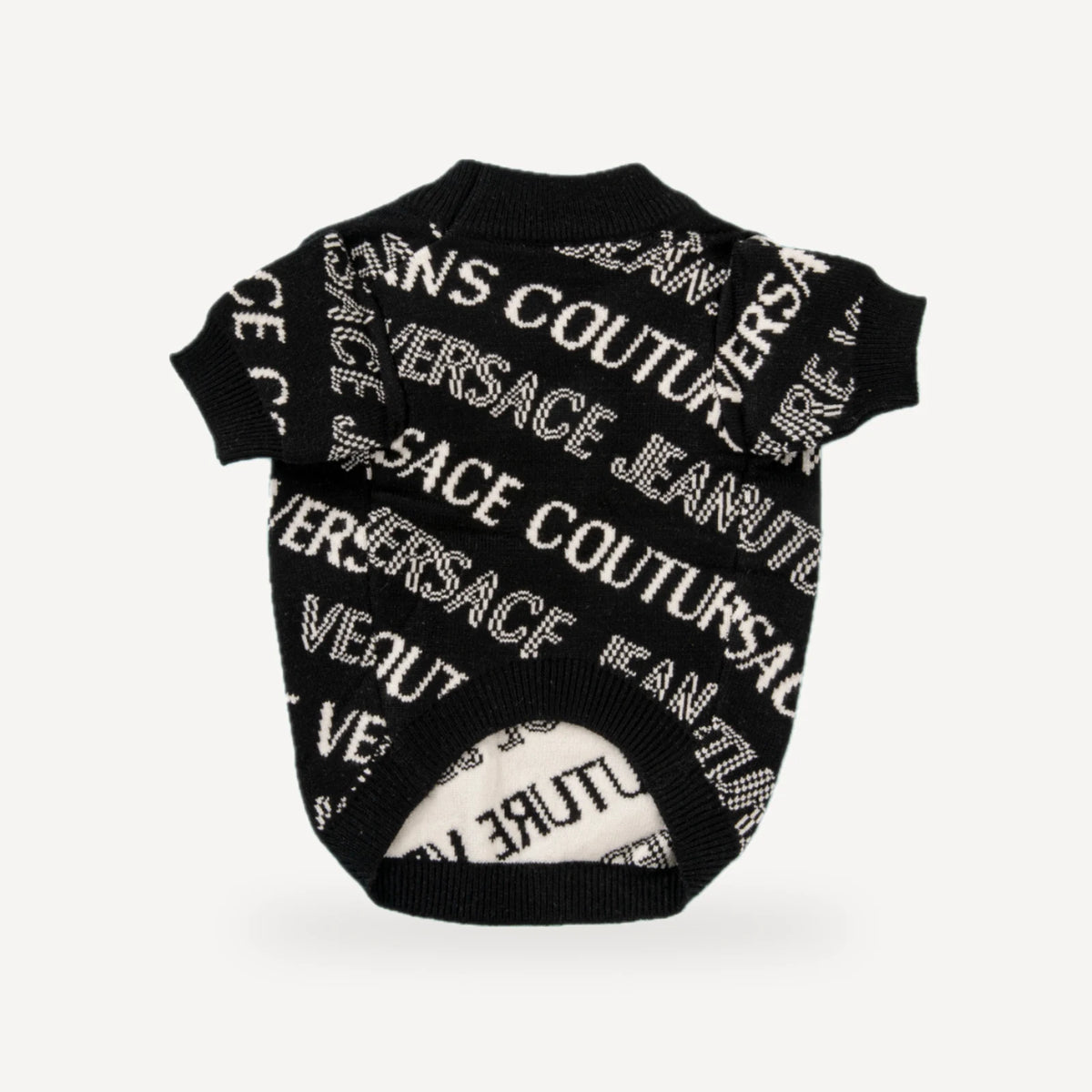 Couture Text dog sweater inspired by Versace view 4