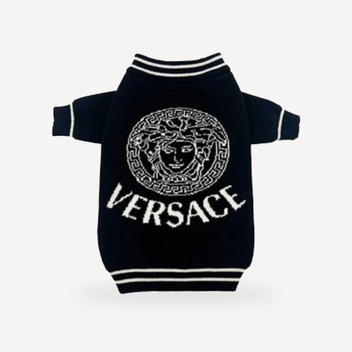 Knit dog sweater inspired by Versace view 3