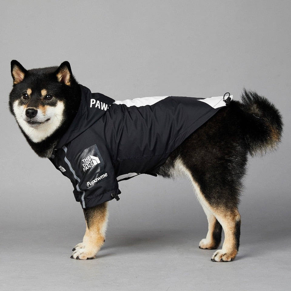 Side view black dog windbreaker Supreme x North Face inspired with technical features