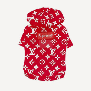 dog hoodie inspired by Supreme x Louis Vuitton