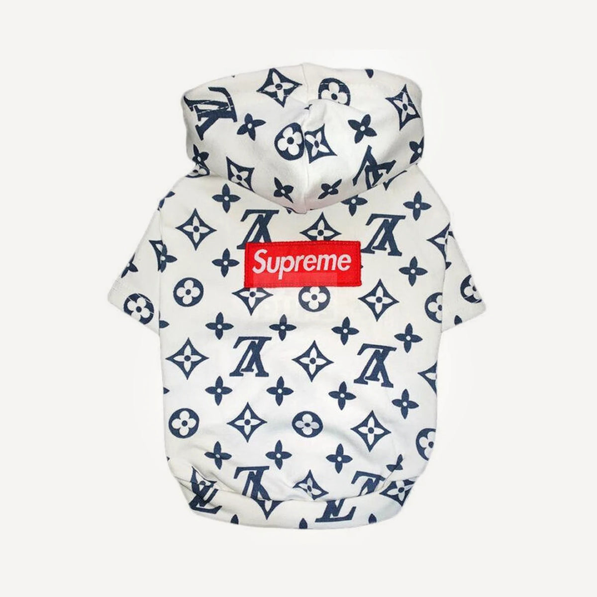 dog hoodie inspired by Supreme x Louis Vuitton view 3
