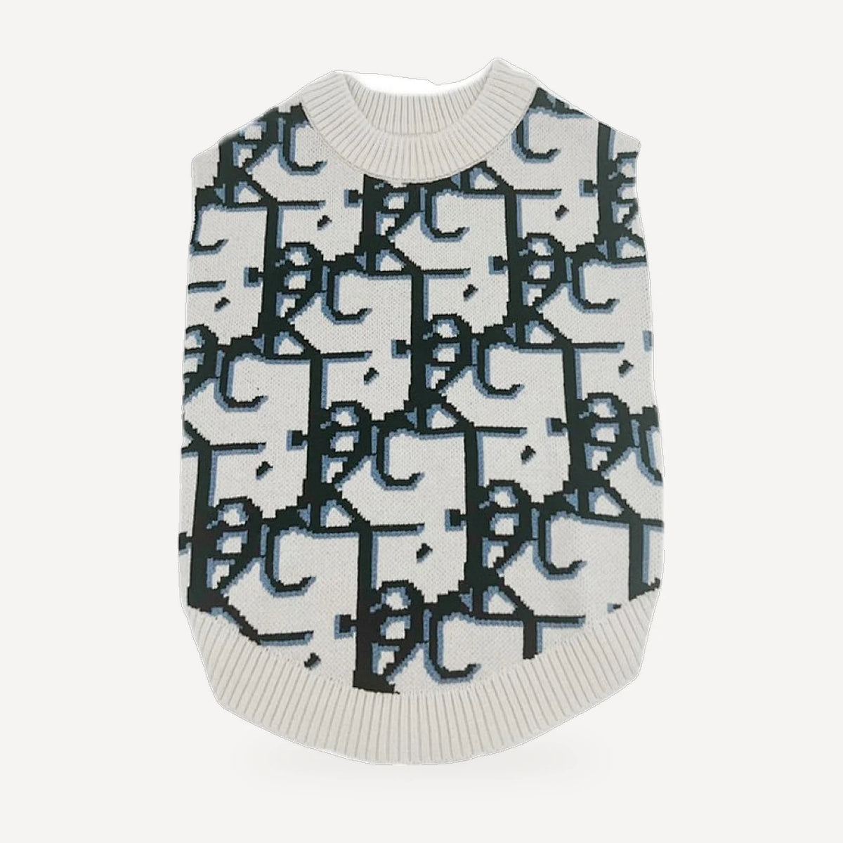 Cream Oblique Knit dog sweater inspired by Dior