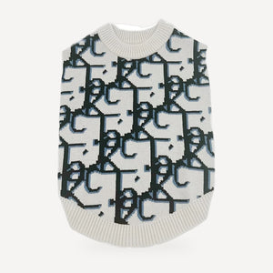 Cream Oblique Knit dog sweater inspired by Dior