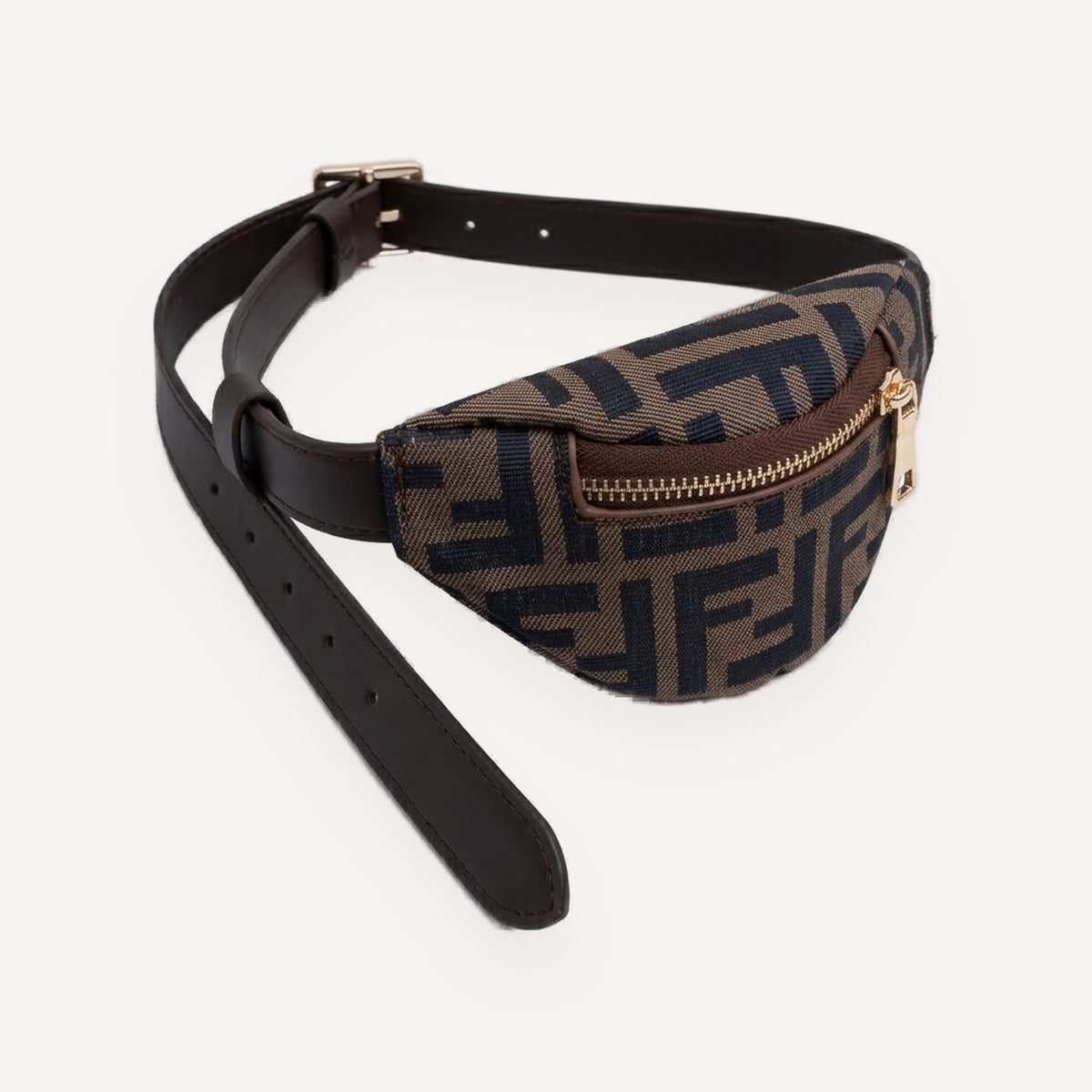 Brown FF print dog bum bag inspired by Fendi, designer-style dog accessories