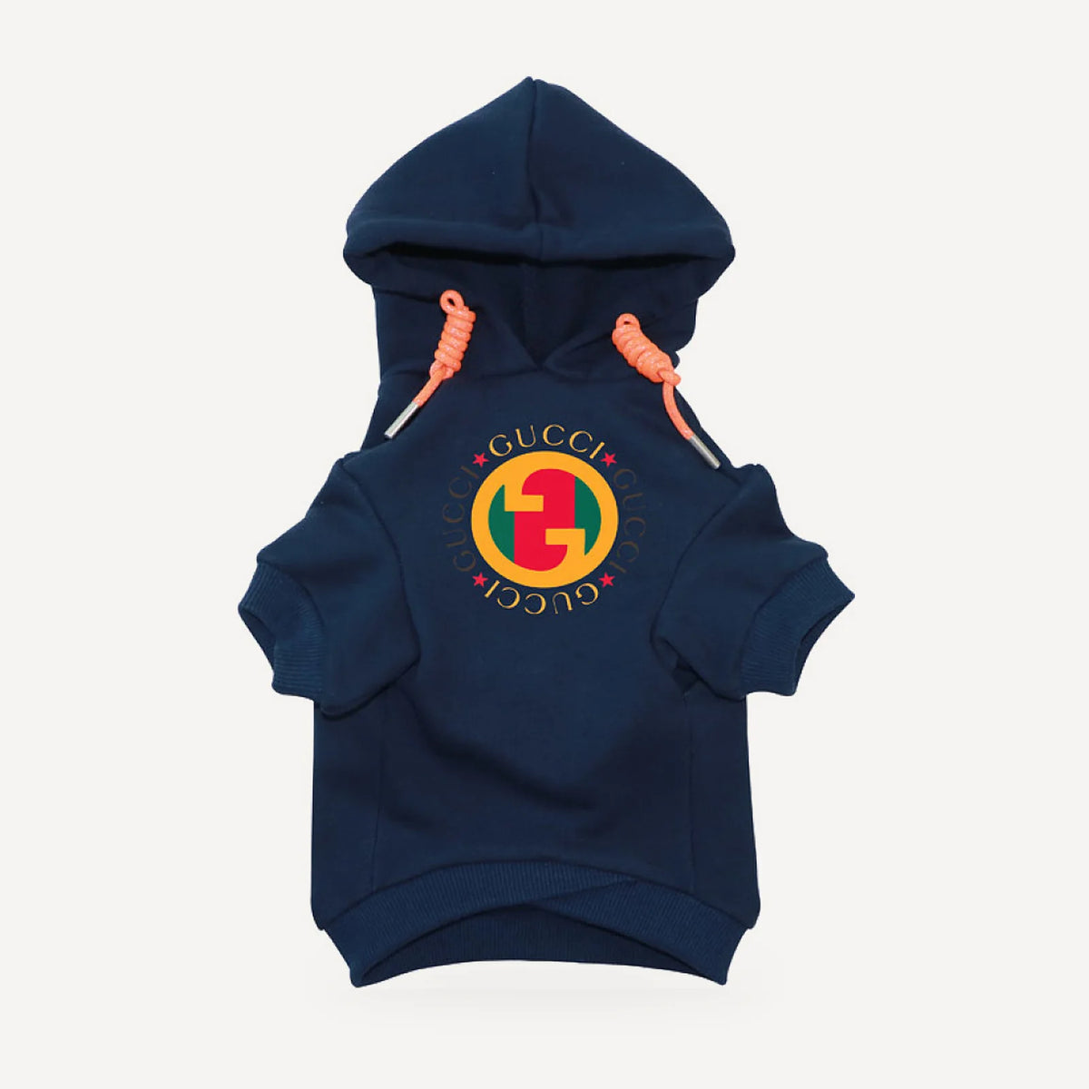 Vintage Disc dog hoodie inspired by Gucci, navy blue, front view