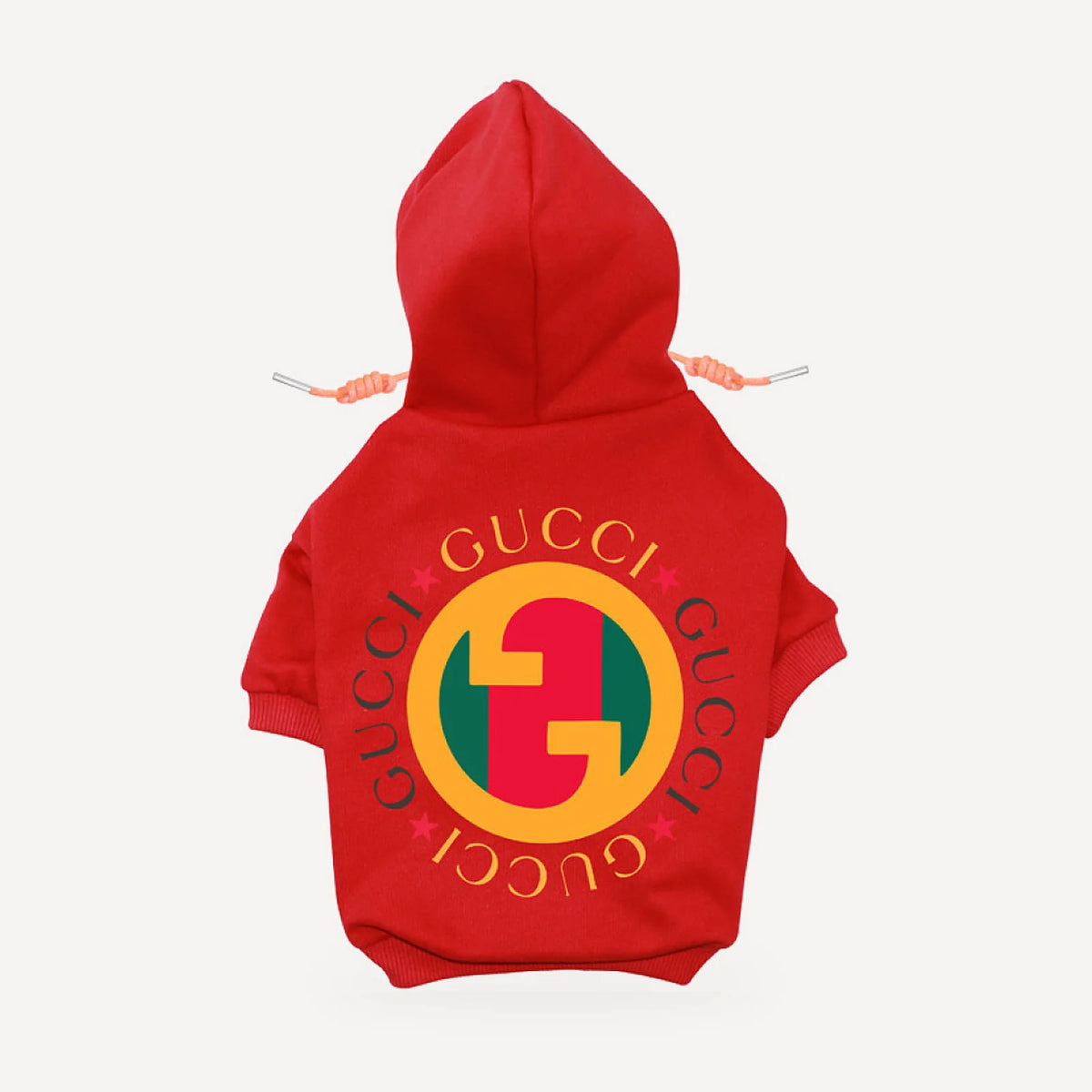 Vintage Disc dog hoodie inspired by Gucci, red, back view