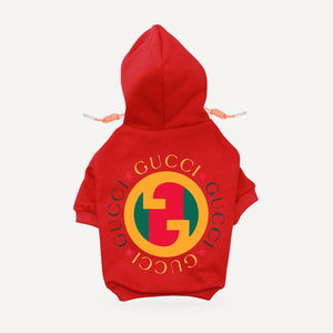 Vintage Disc dog hoodie inspired by Gucci, red, back view